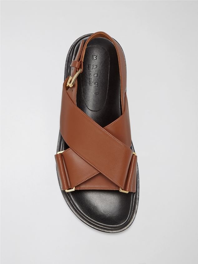 BROWN CALFSKIN CRISS-CROSS FUSSBETT - 4