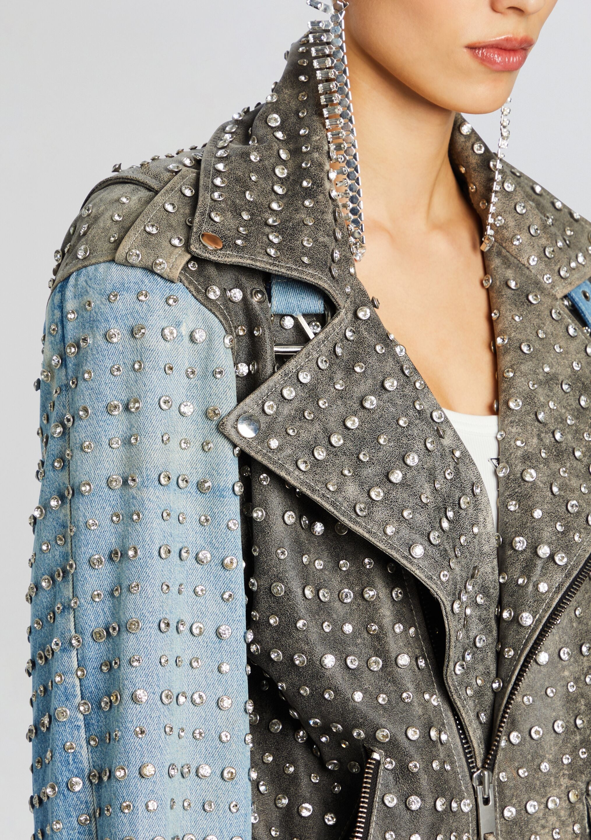 REBEL EMBELLISHED LEATHER JACKET - 2
