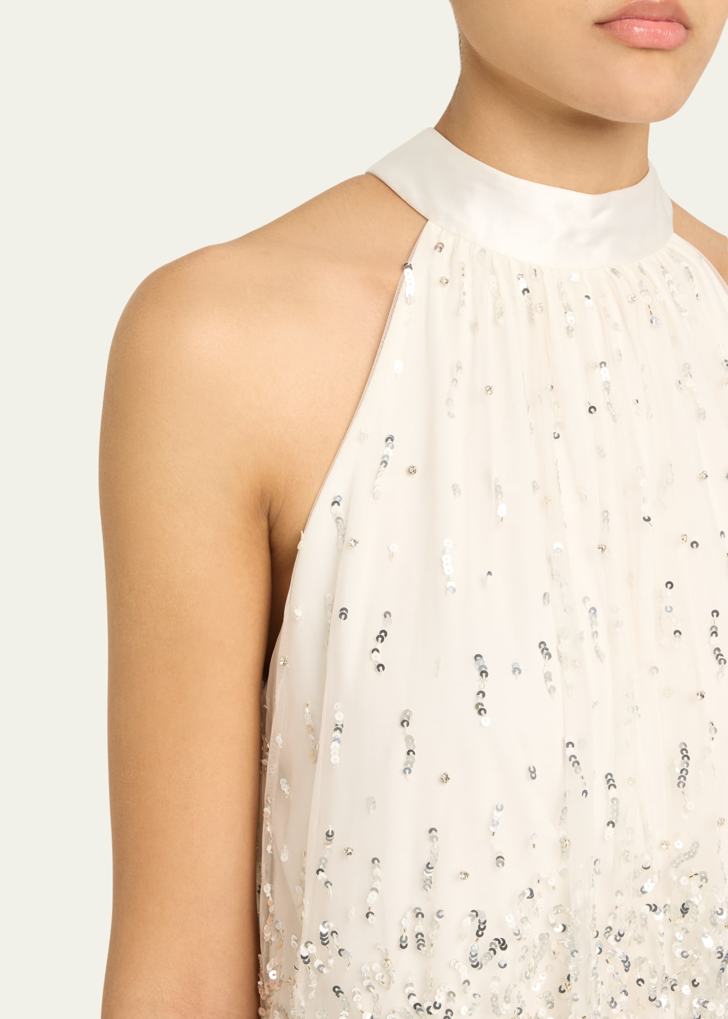 Erna Sequined Feather-Trim Mini Dress - 5