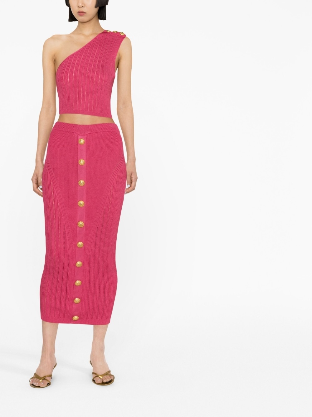 asymmetric buttoned knit top - 2