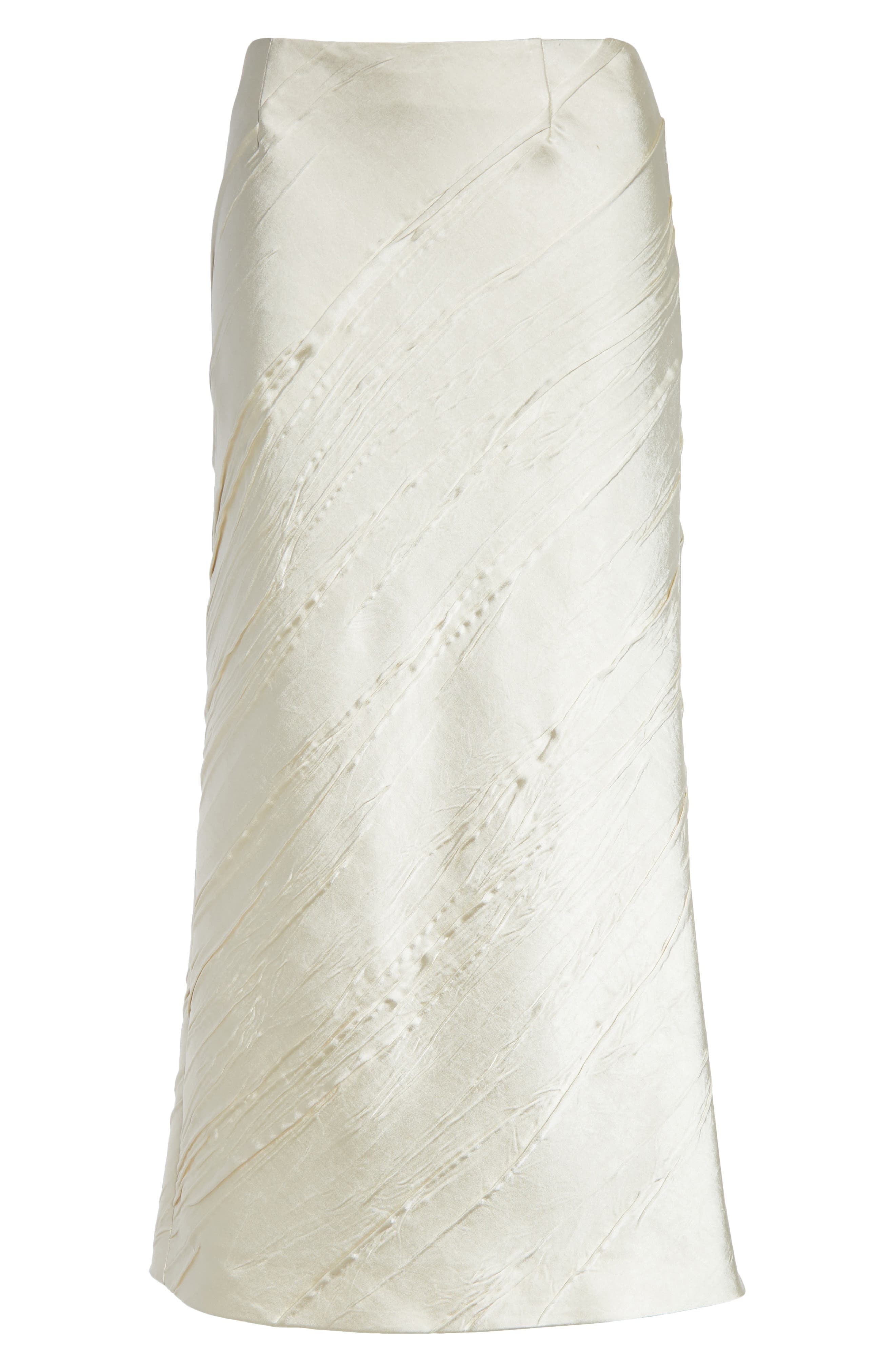 SPORTMAX Ruta Creased Satin Midi Skirt in Ivory at Nordstrom - 6