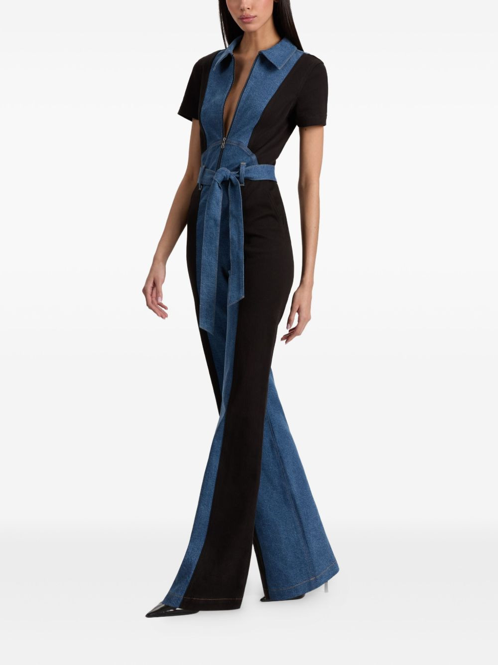 zip-front panelled jumpsuit - 3