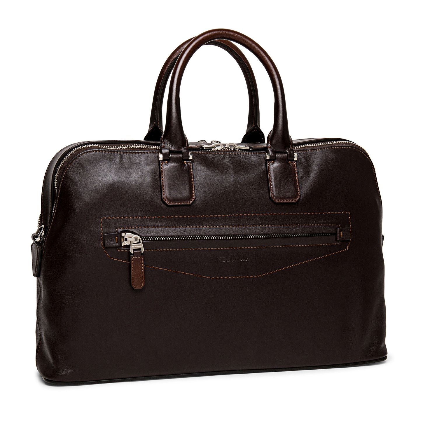 Brown leather laptop bag - 4