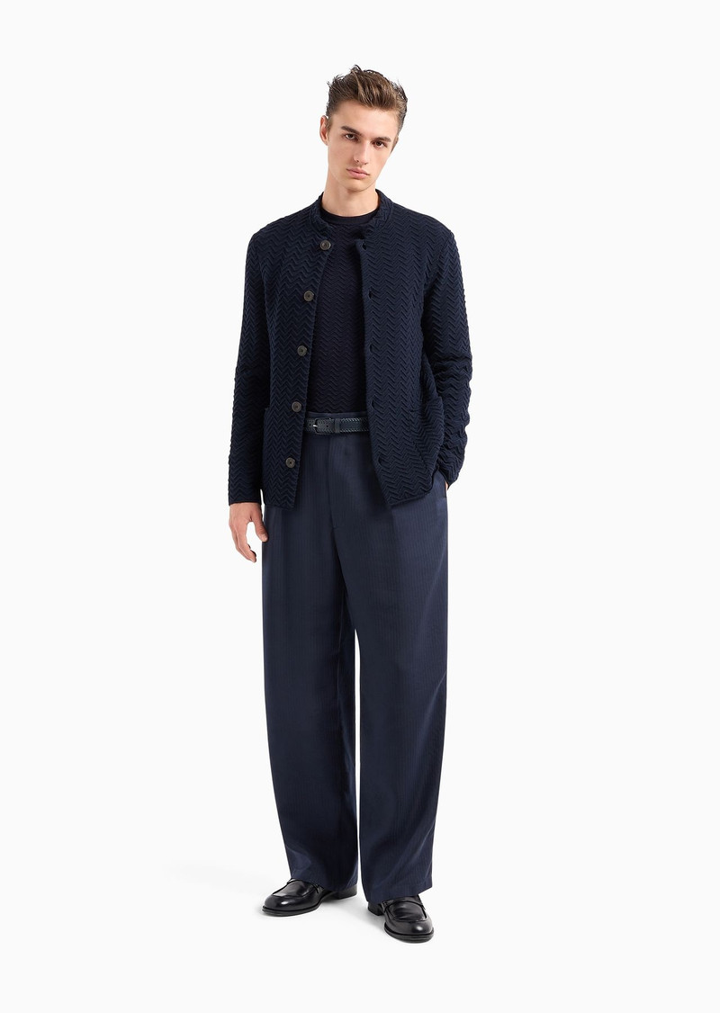 GIORGIO ARMANI Single-pleat pinstriped cupro and silk trousers outlook