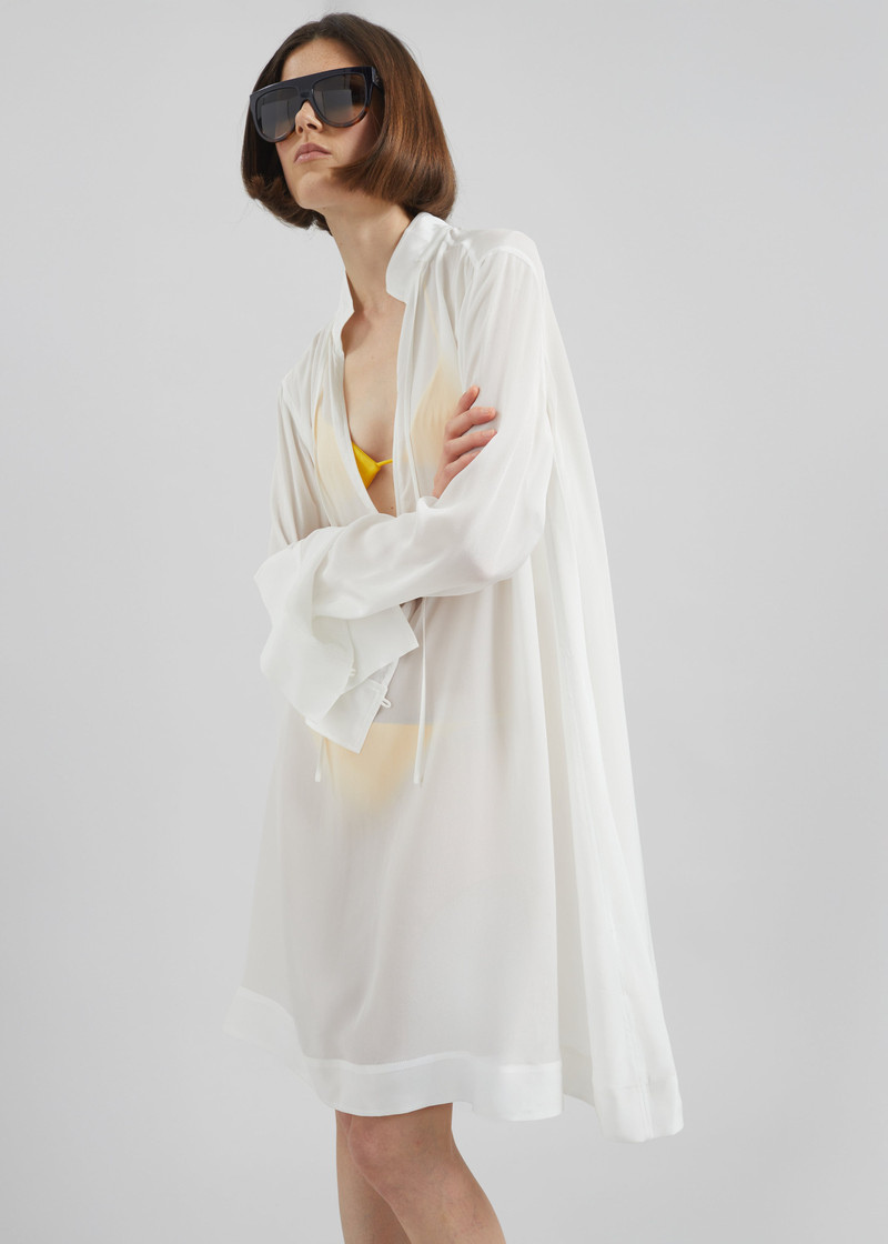 Nazare Fluid Shirt Dress - White 6