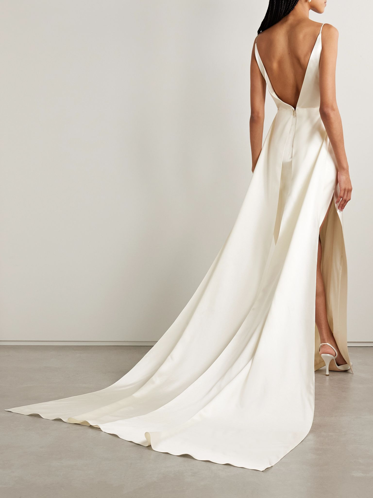 Emerson silk and wool-blend satin gown Off-white - 3