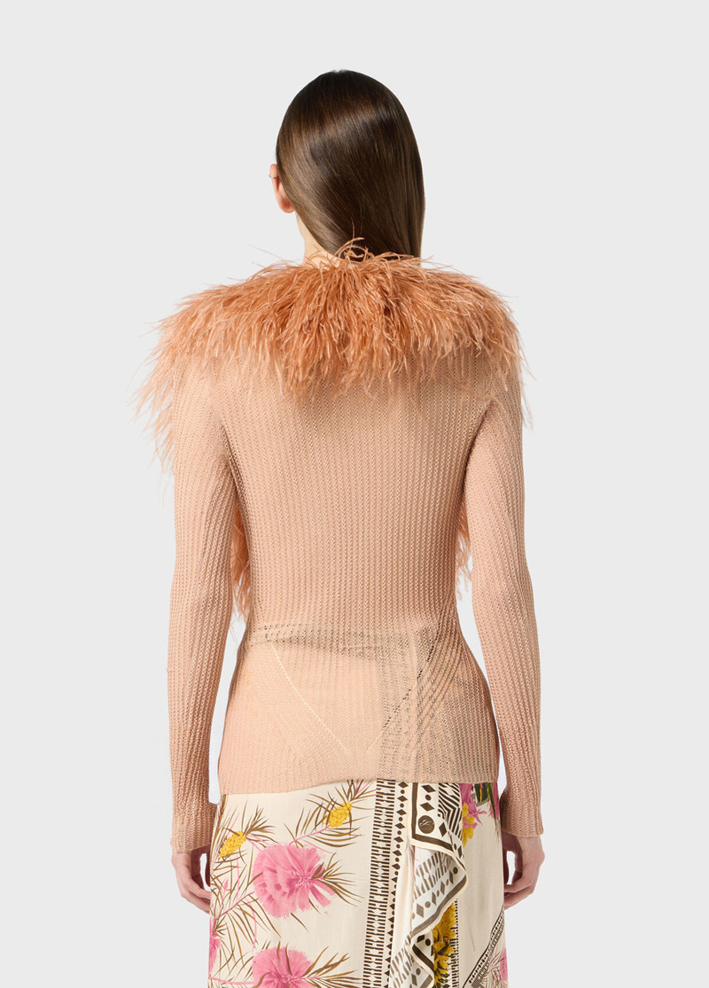 KNIT CARDIGAN WITH FEATHERED NECK 3