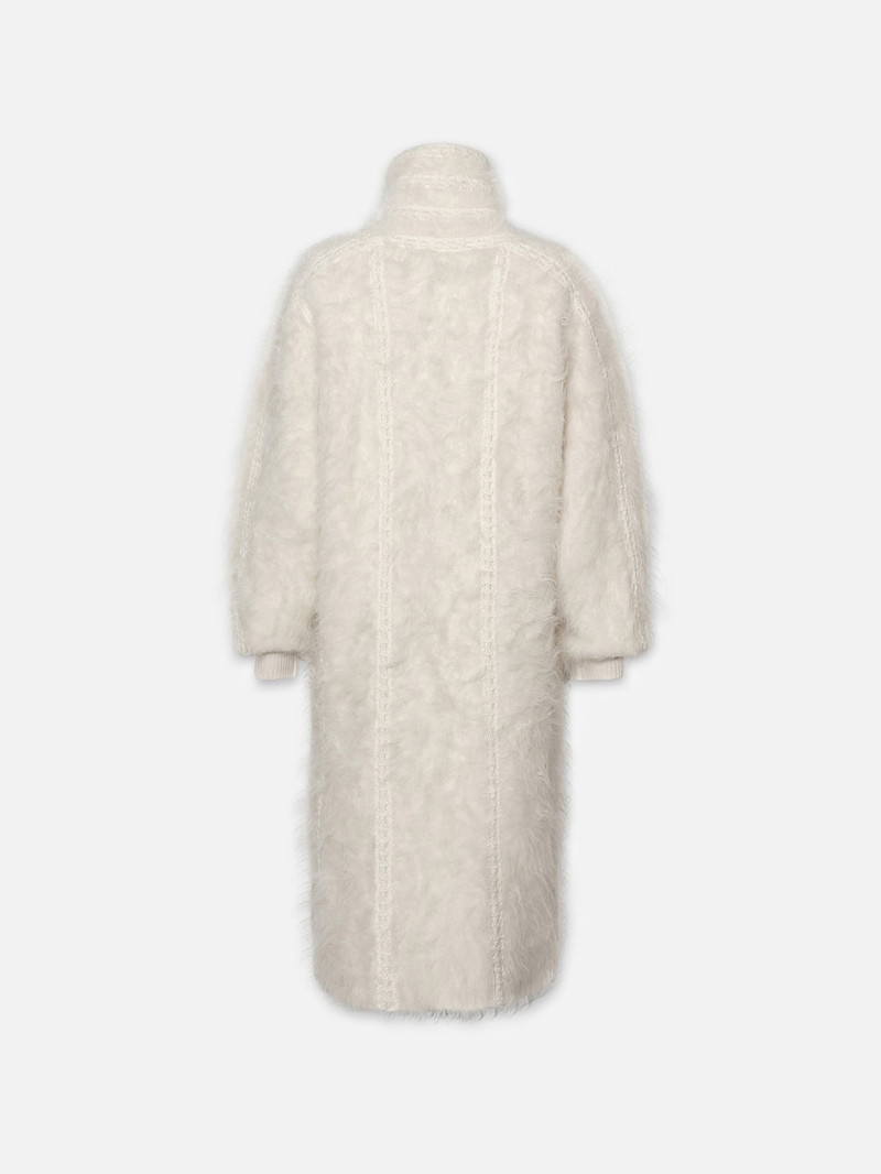 FRAME Lofty Crochet Coat in Cream outlook