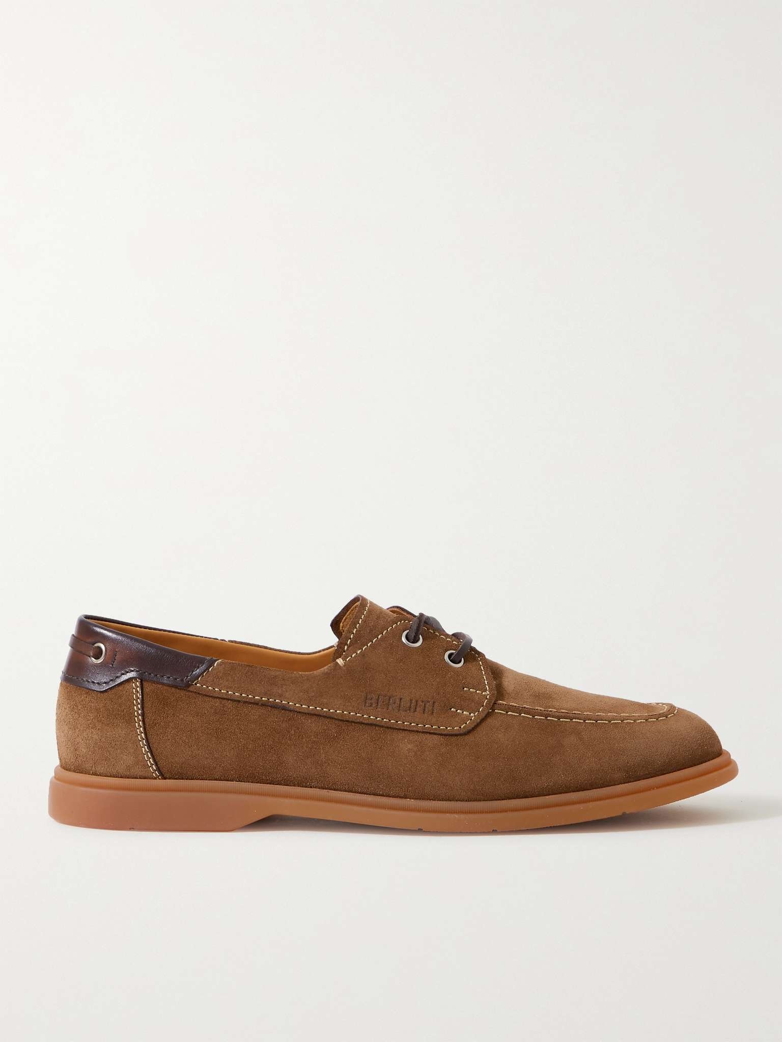 Latitude Leather-Trimmed Suede Boat Shoes - 1