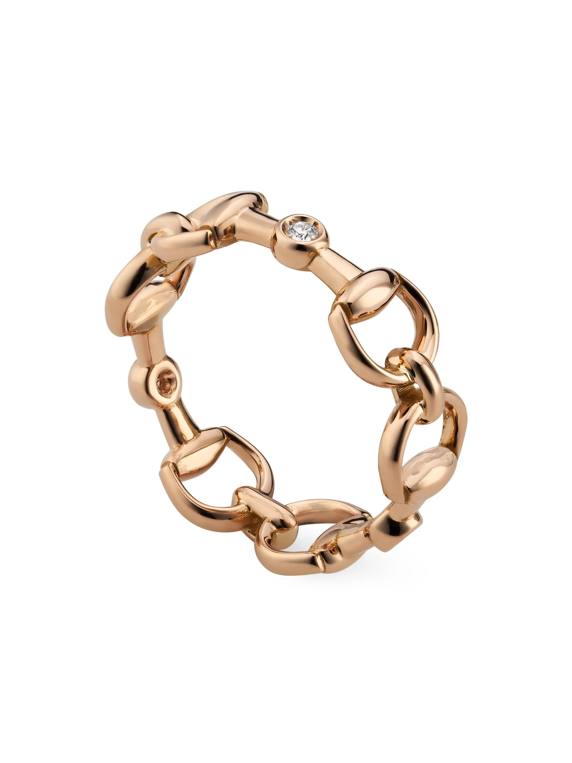 Women's 18K Rose Gold & 0.03 TCW Diamond Horsebit Ring - Gold - 1