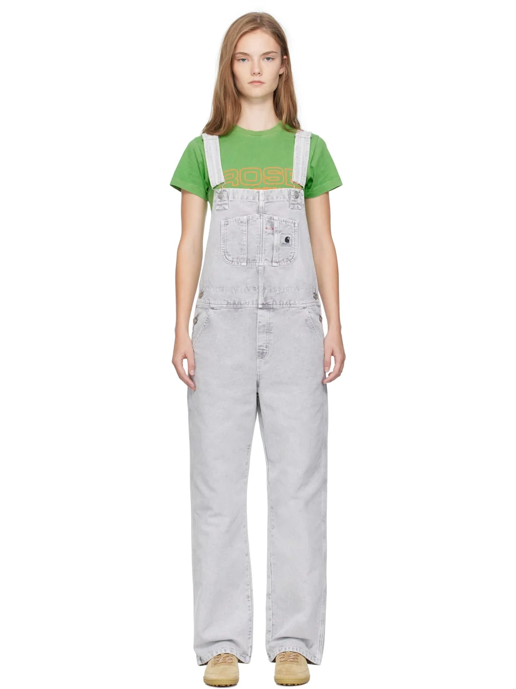 Gray Bib Straight Overalls - 1