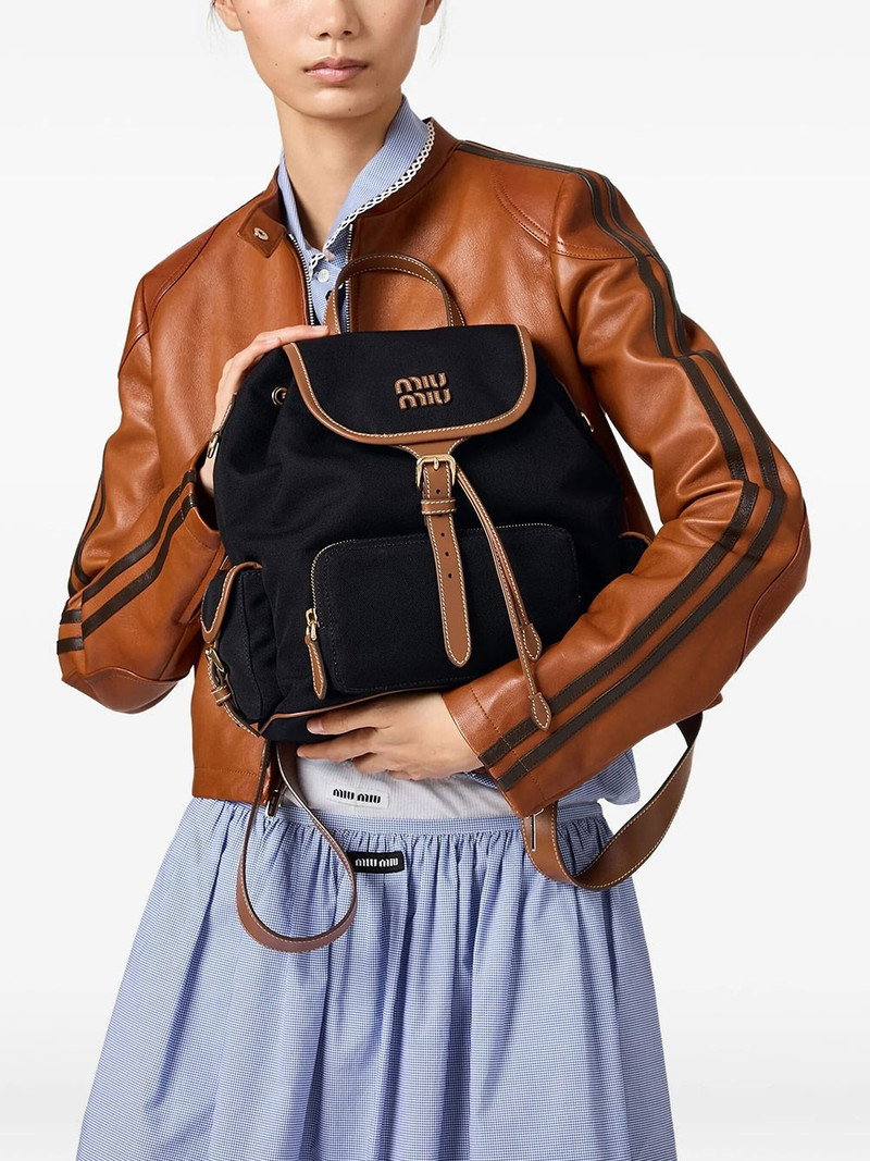 Miu Miu CANVAS AND LEATHER LARGE BACKPACK outlook