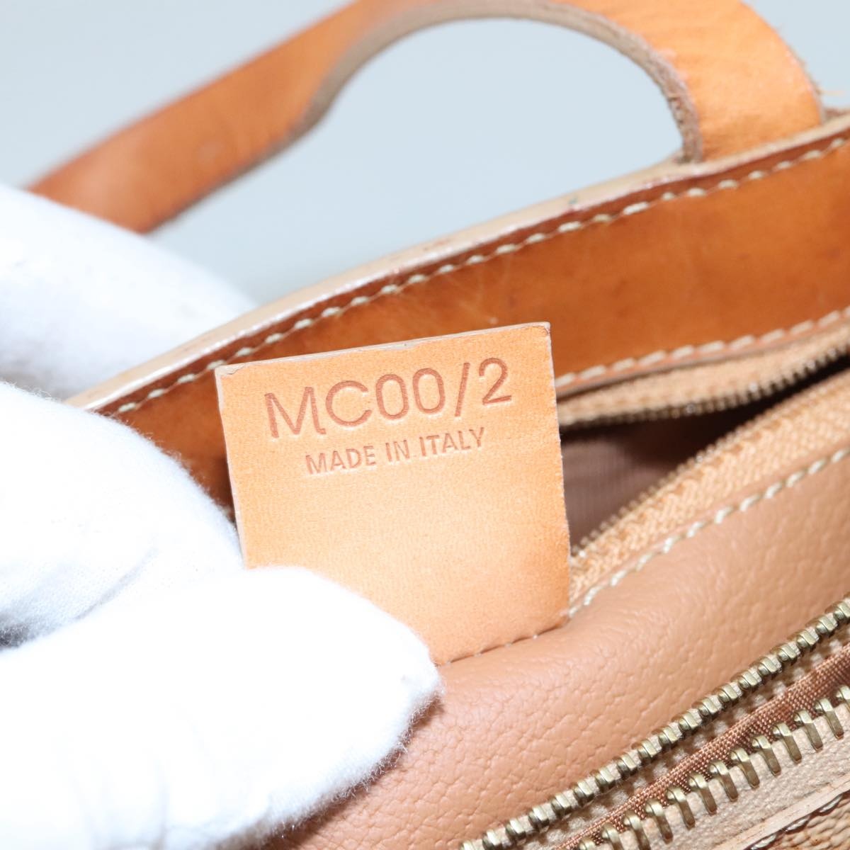 CELINE Macadam Canvas Hand Bag Pvc Leather Beige Brown Gold - 12