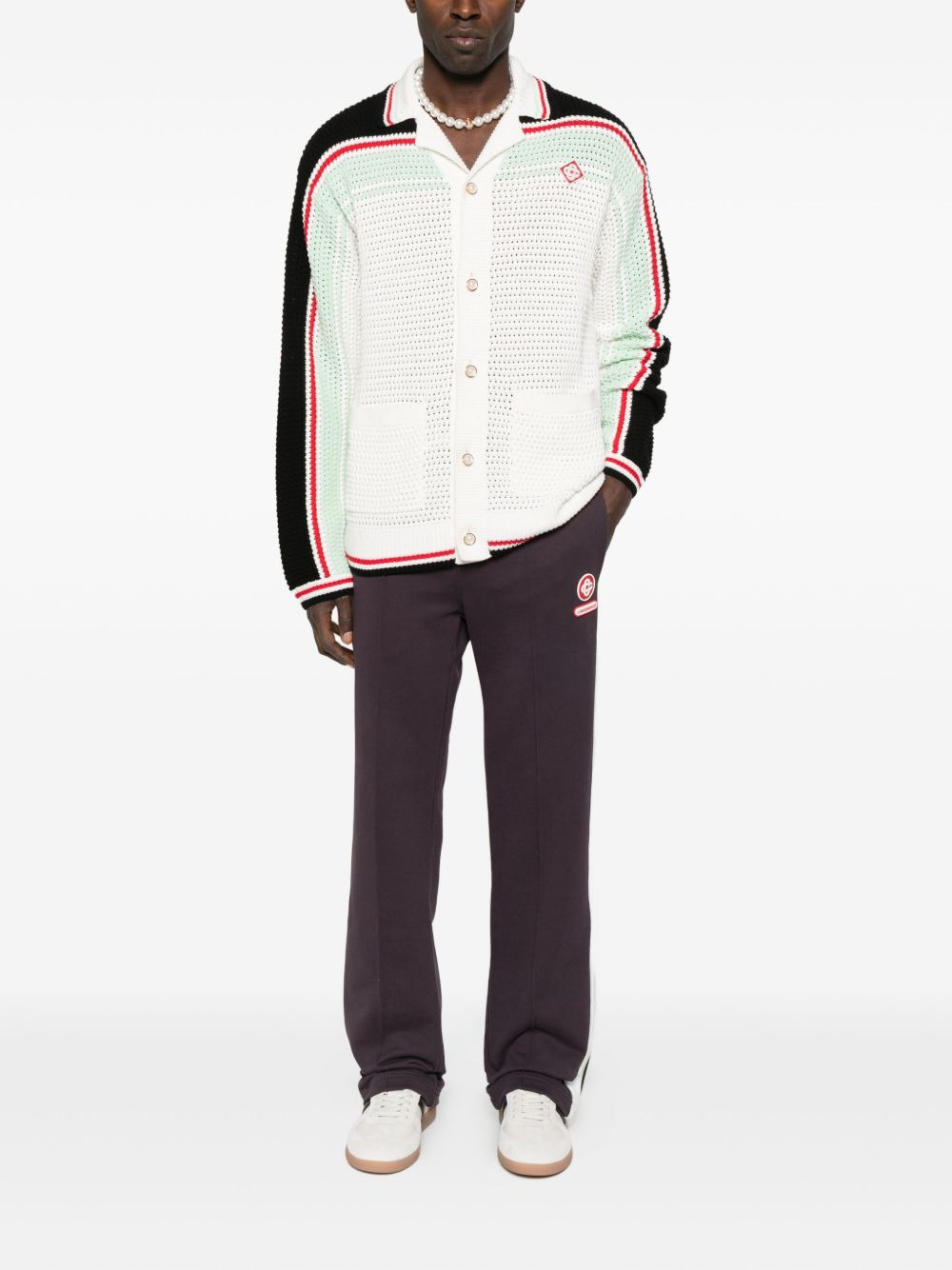 side-stripe cotton trousers - 2