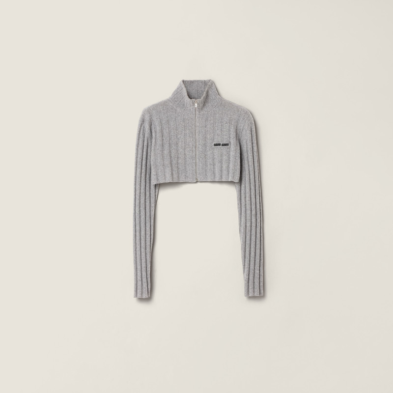 Cropped wool and cashmere cardigan 1