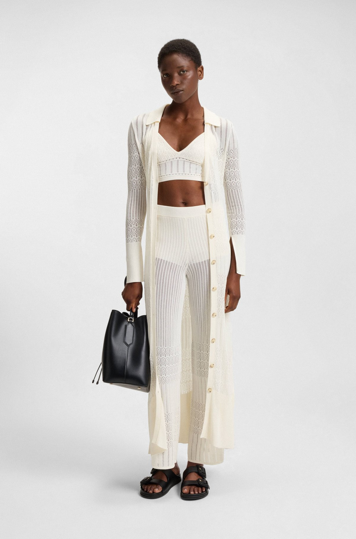 KNITTED TROUSERS IN STRETCH FABRIC WITH MIXED STRUCTURES - 3