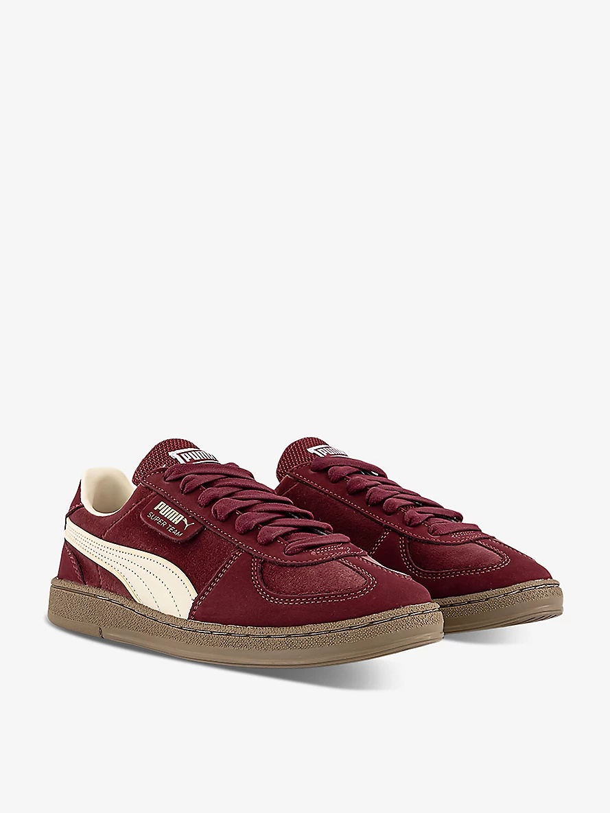 Super Team brand-tab low-top suede trainers - 3