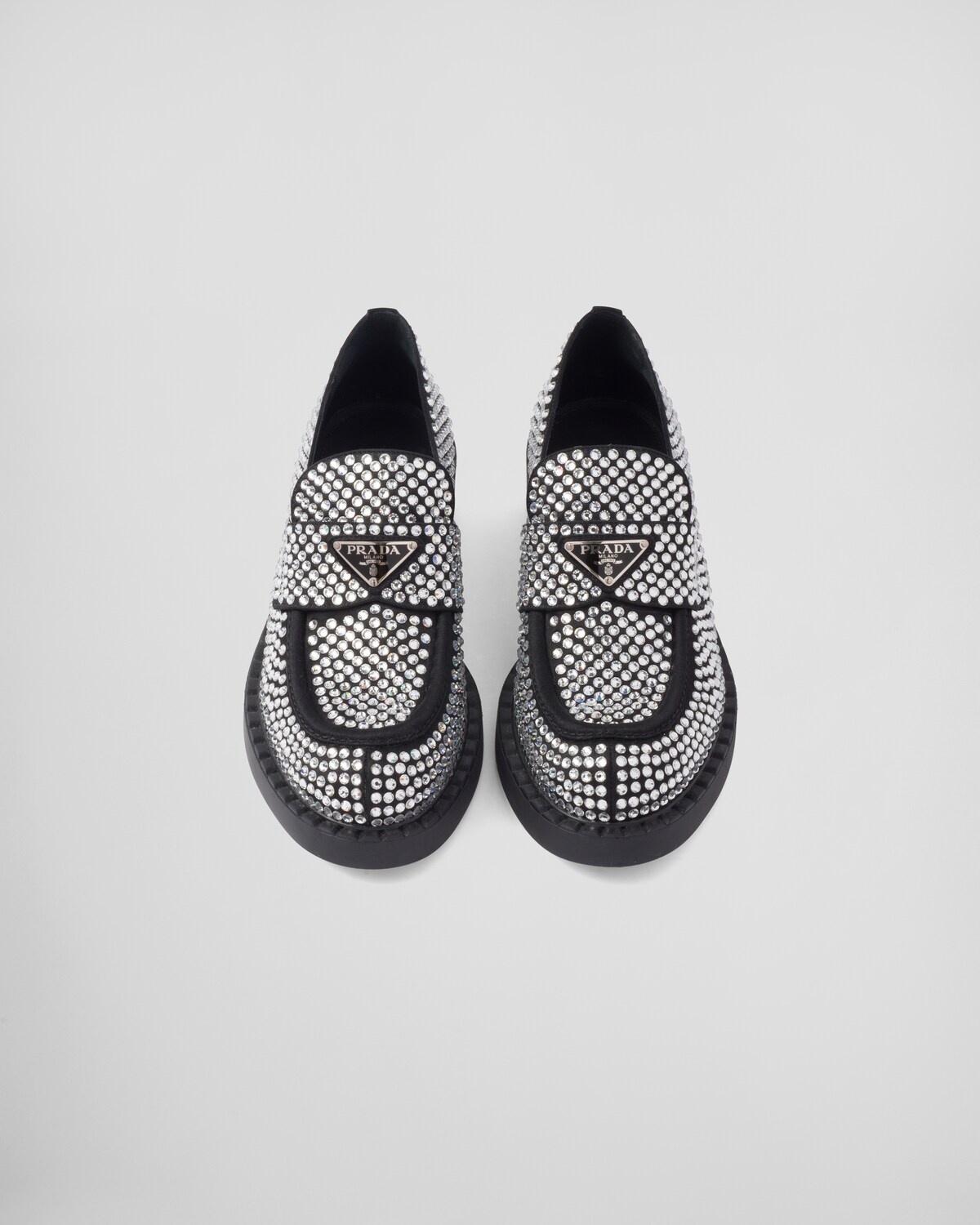 Satin loafers with crystals - 4