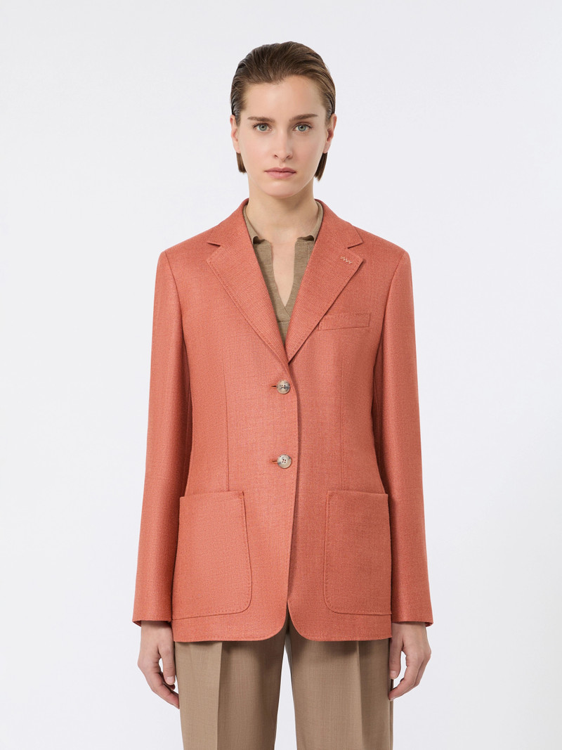 PESCHE Single-breasted wool and silk canvas blazer - CORAL 3