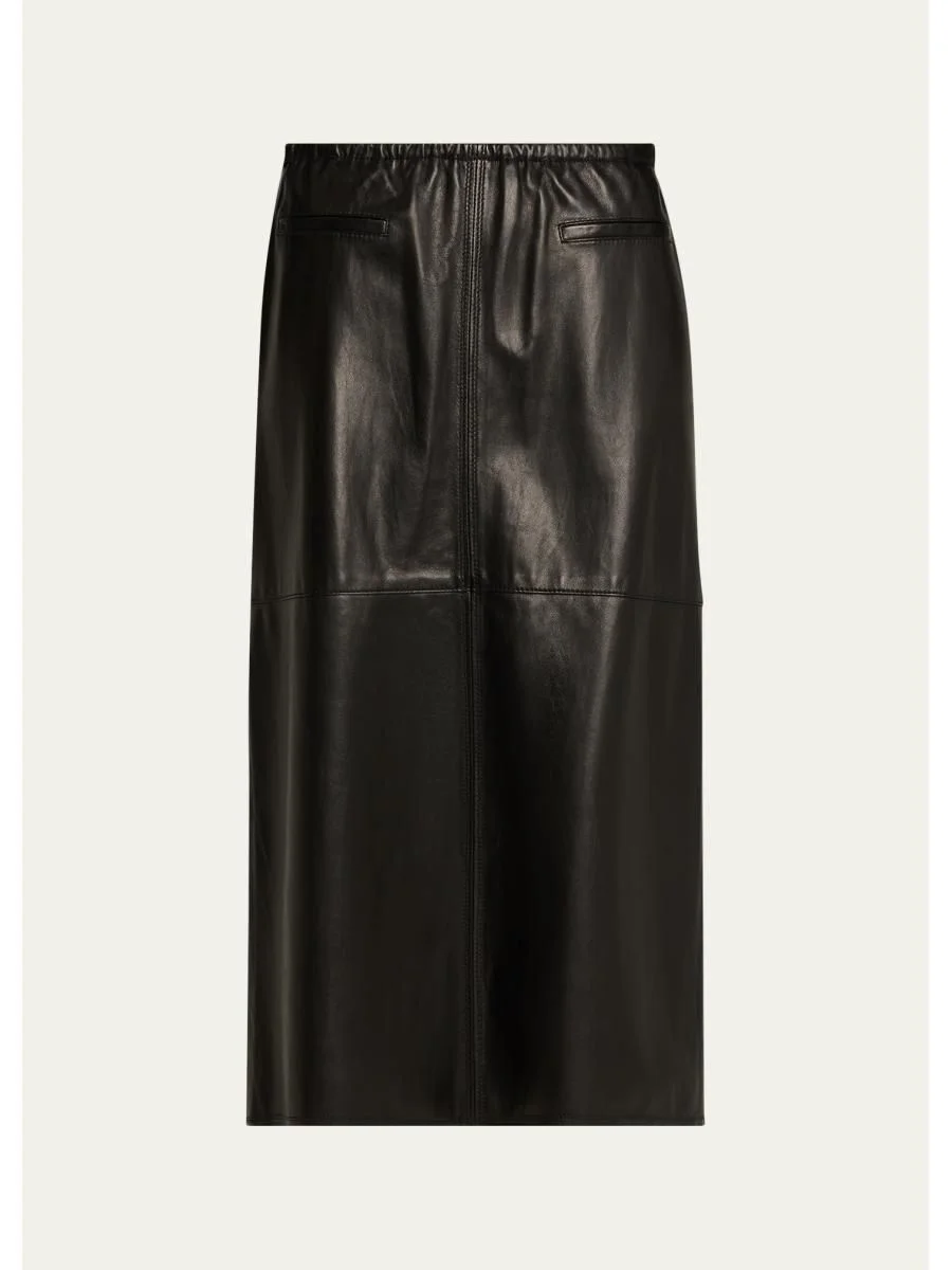 Runway Leather Midi Skirt - 1