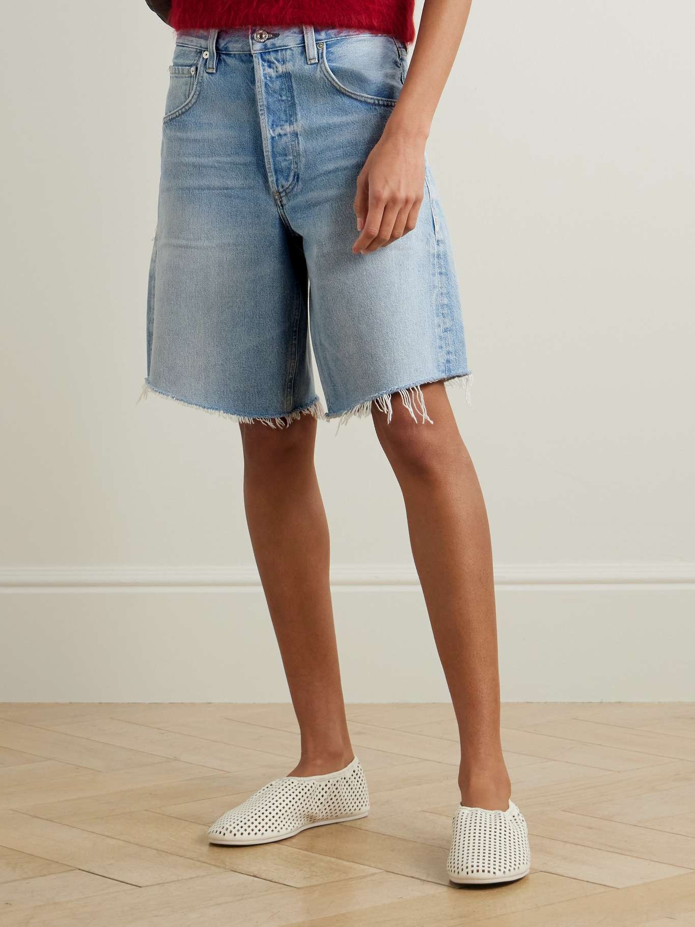 Ayla frayed denim shorts Light denim - 3