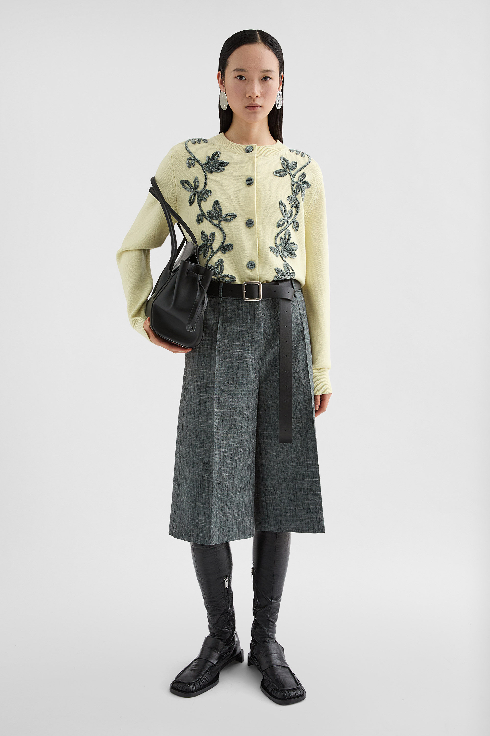 Wool Blend Embroidered Cardigan - 7
