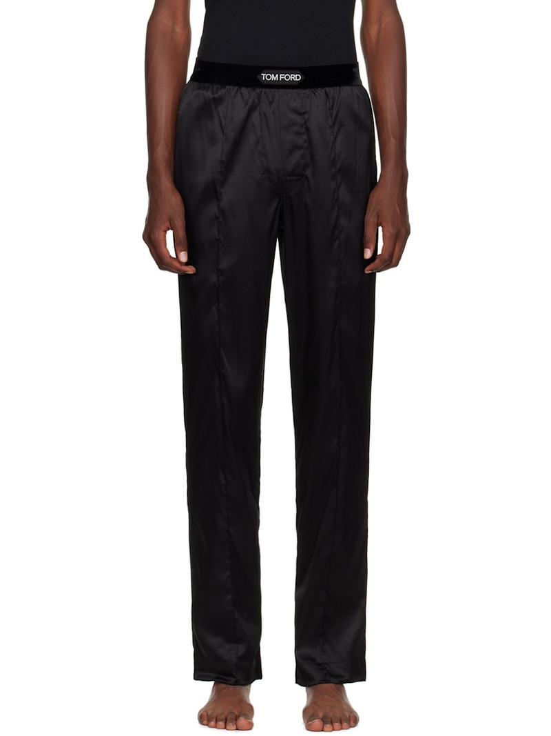 Black Silk Pyjama Pants - 1