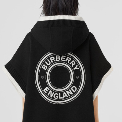 Burberry Logo Graphic Wool Cashmere Jacquard Hooded Cape outlook