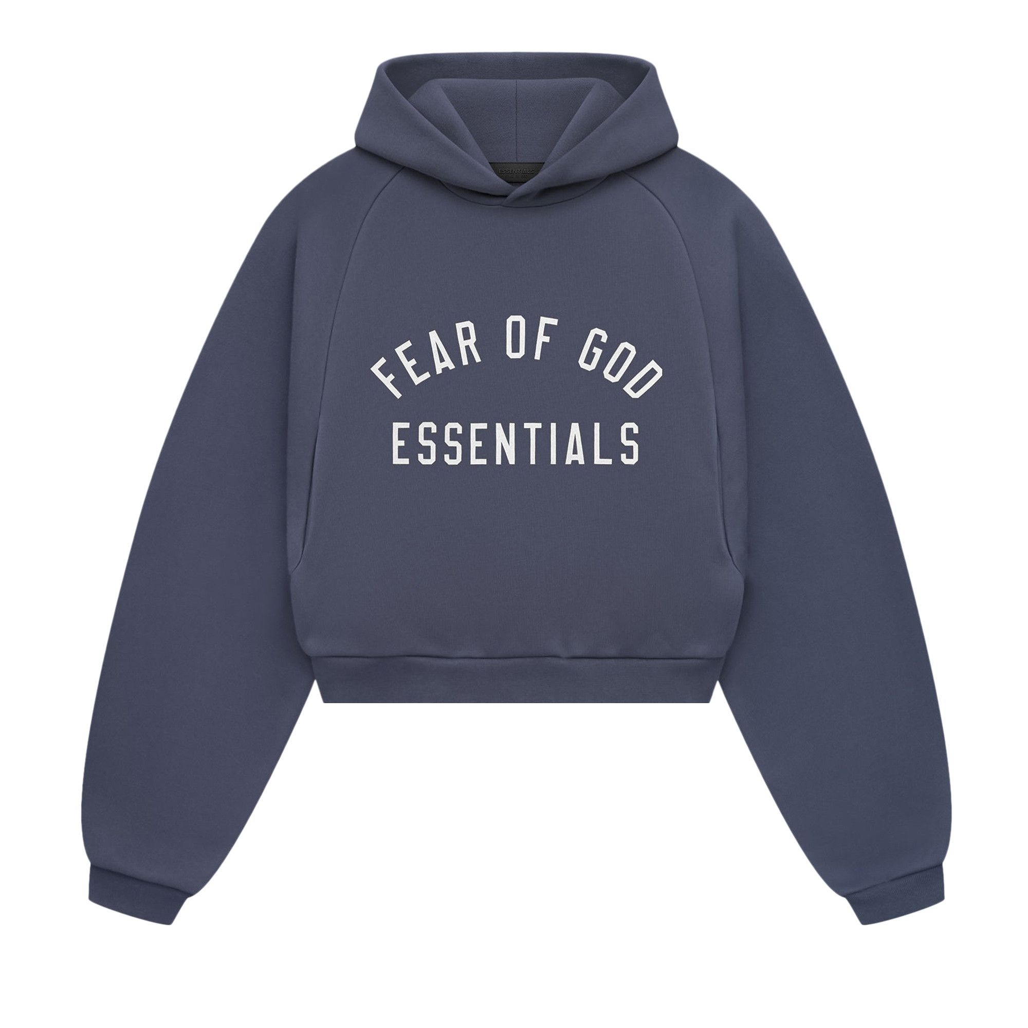 Fear of God Essentials Fleece Cropped Hoodie 'Marine' - 1