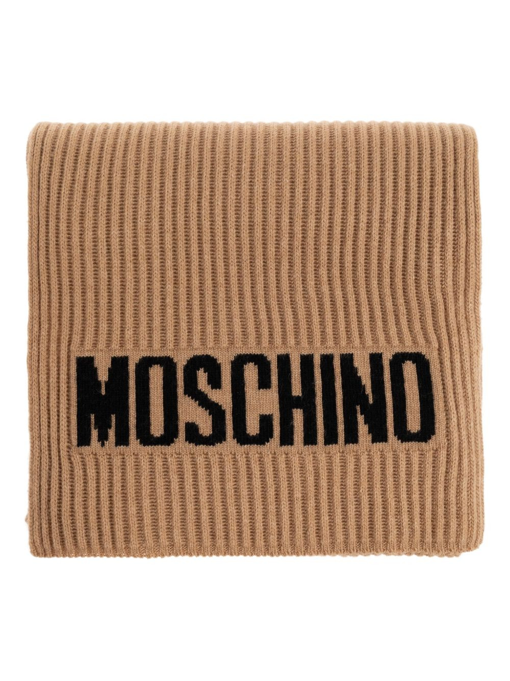 ribbed logo scarf - 1