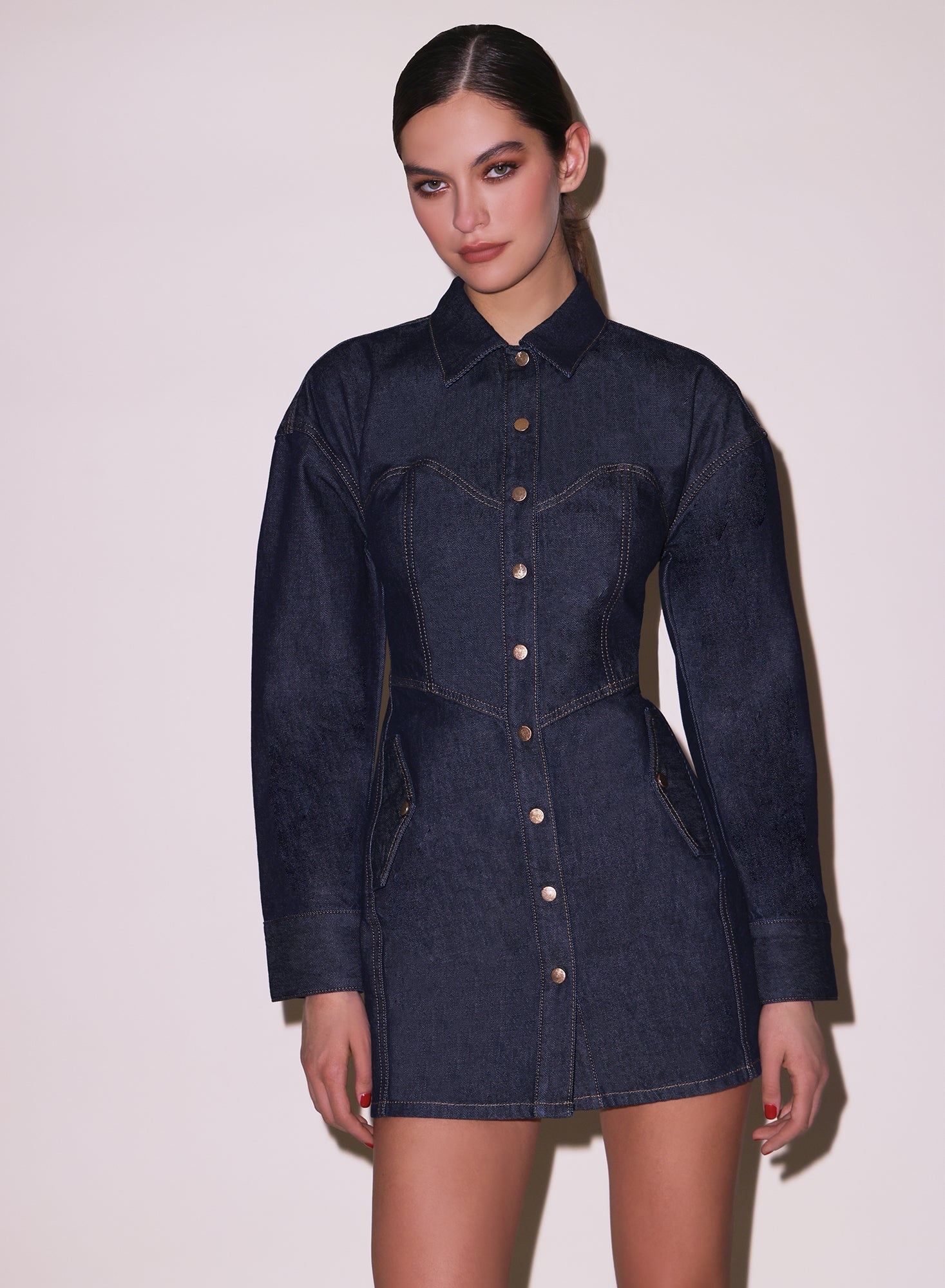 Denim Shirt Dress - 2