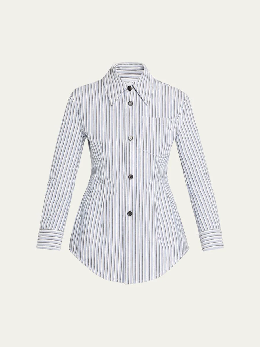 Structured Cotton Stripe Jacket - 1