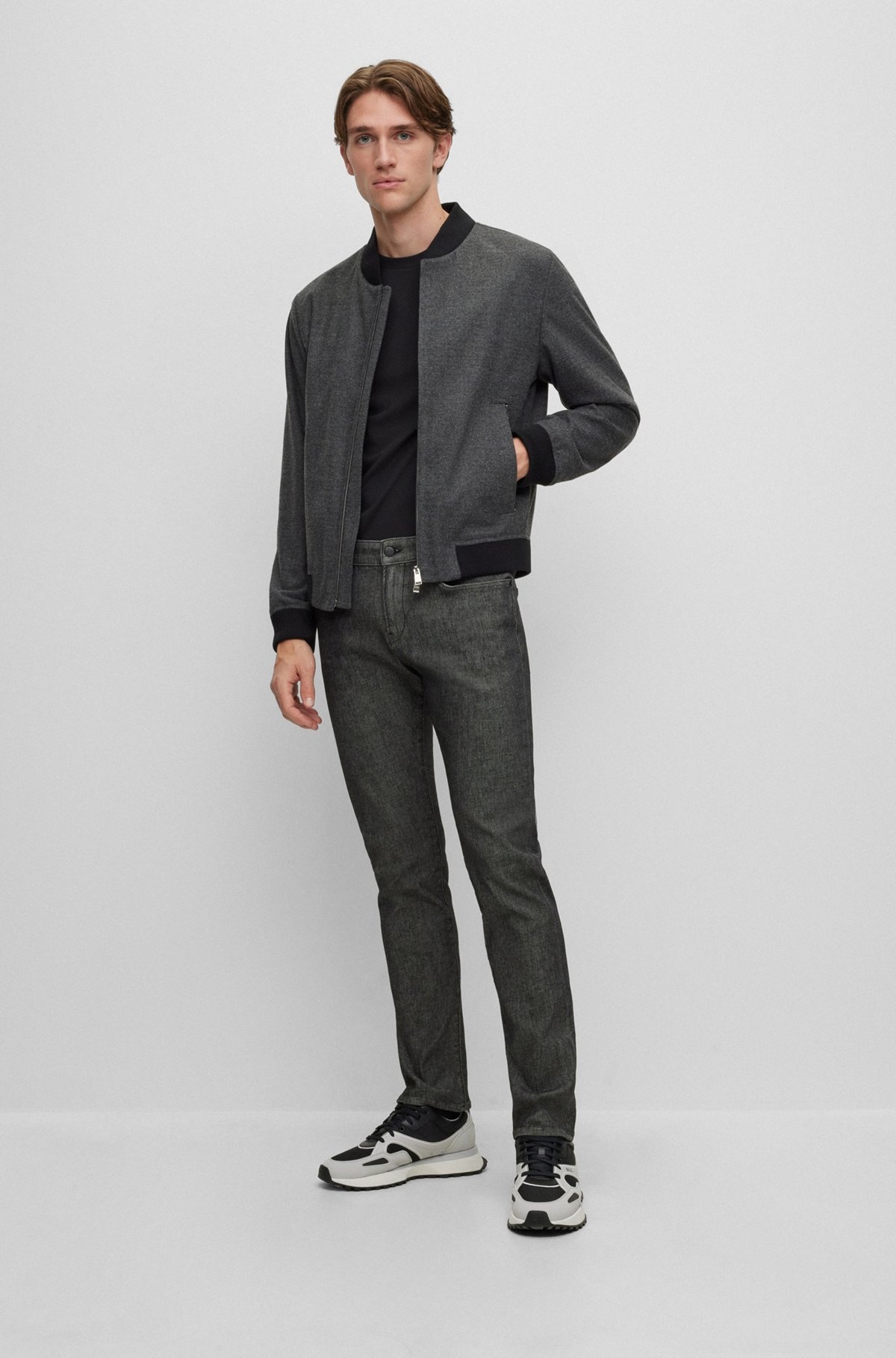 SLIM-FIT JEANS IN BLACK PERFORMANCE-STRETCH KNITTED DENIM - 3