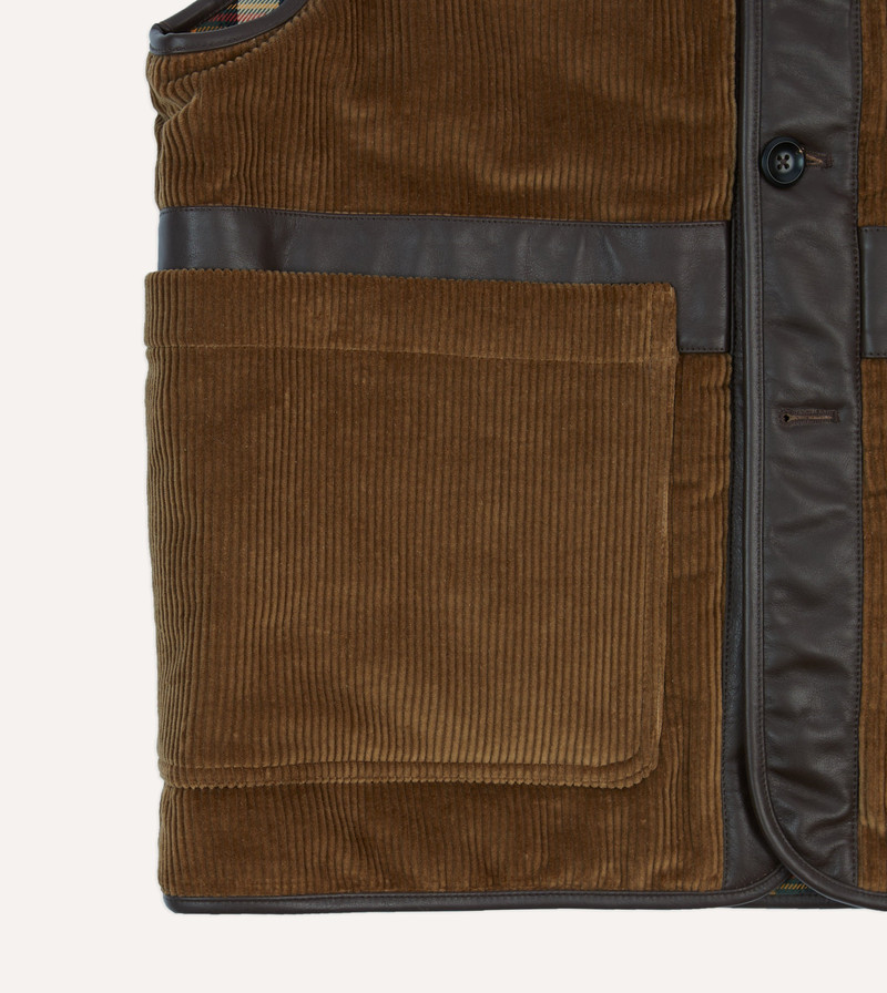 Brown Corduroy Wadded Vest 5