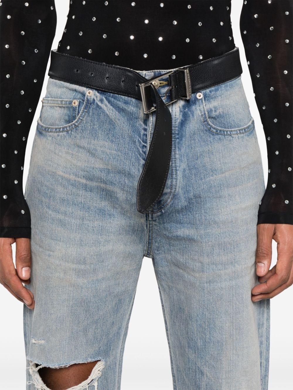 integrated-belt jeans - 5