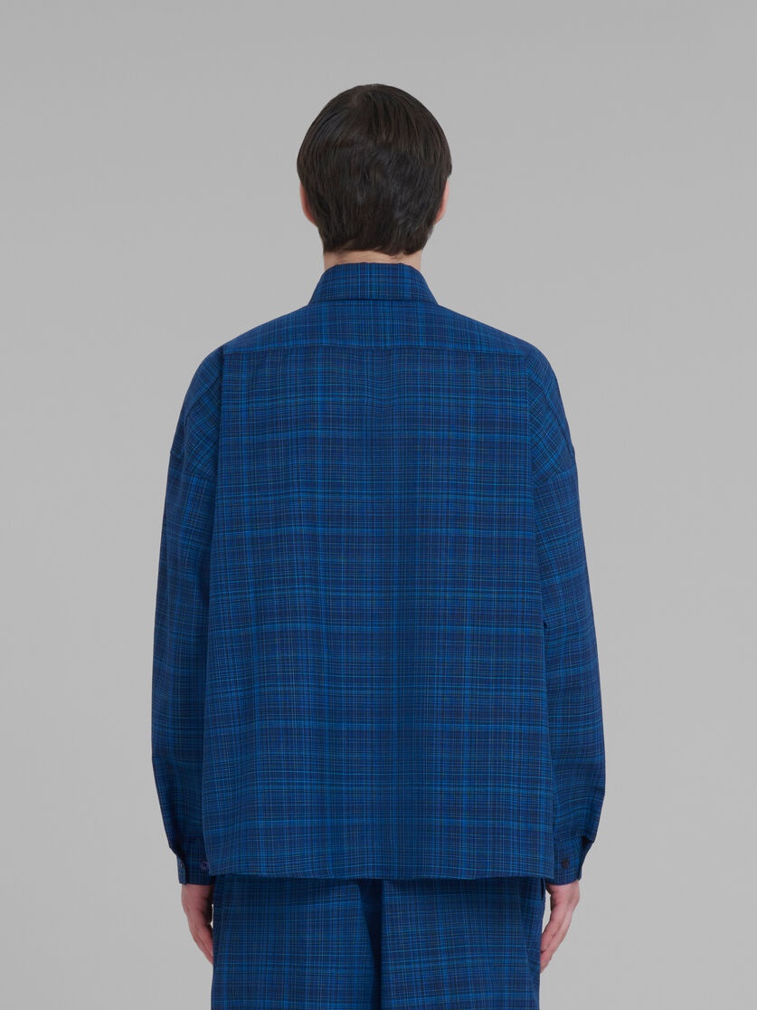 BLUE SHIRT IN CHECKED LIGHT WOOL - 3