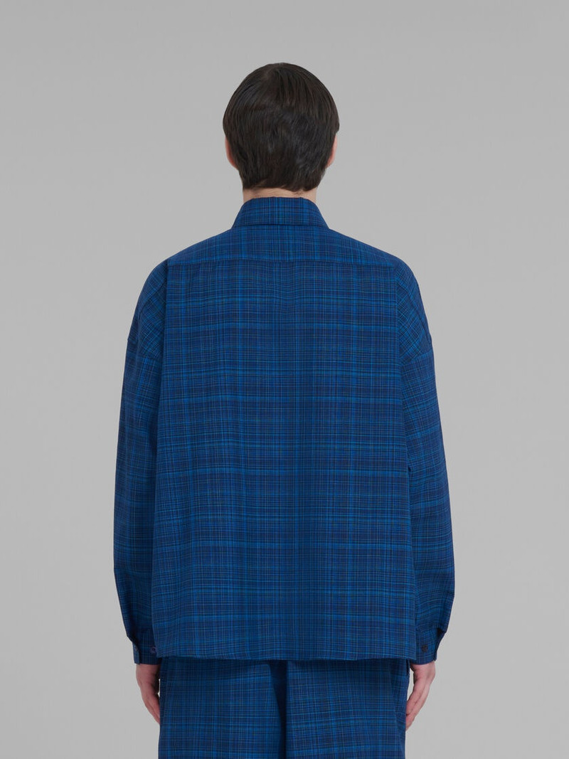 BLUE SHIRT IN CHECKED LIGHT WOOL 3