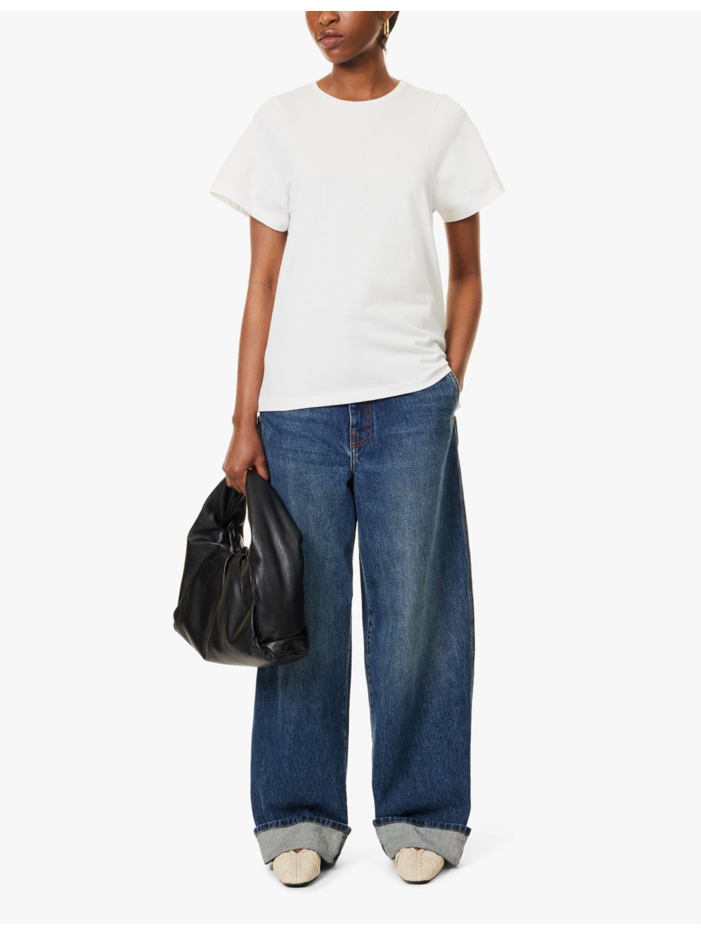 Curved Seam round neckline cotton-jersey T-shirt - 2
