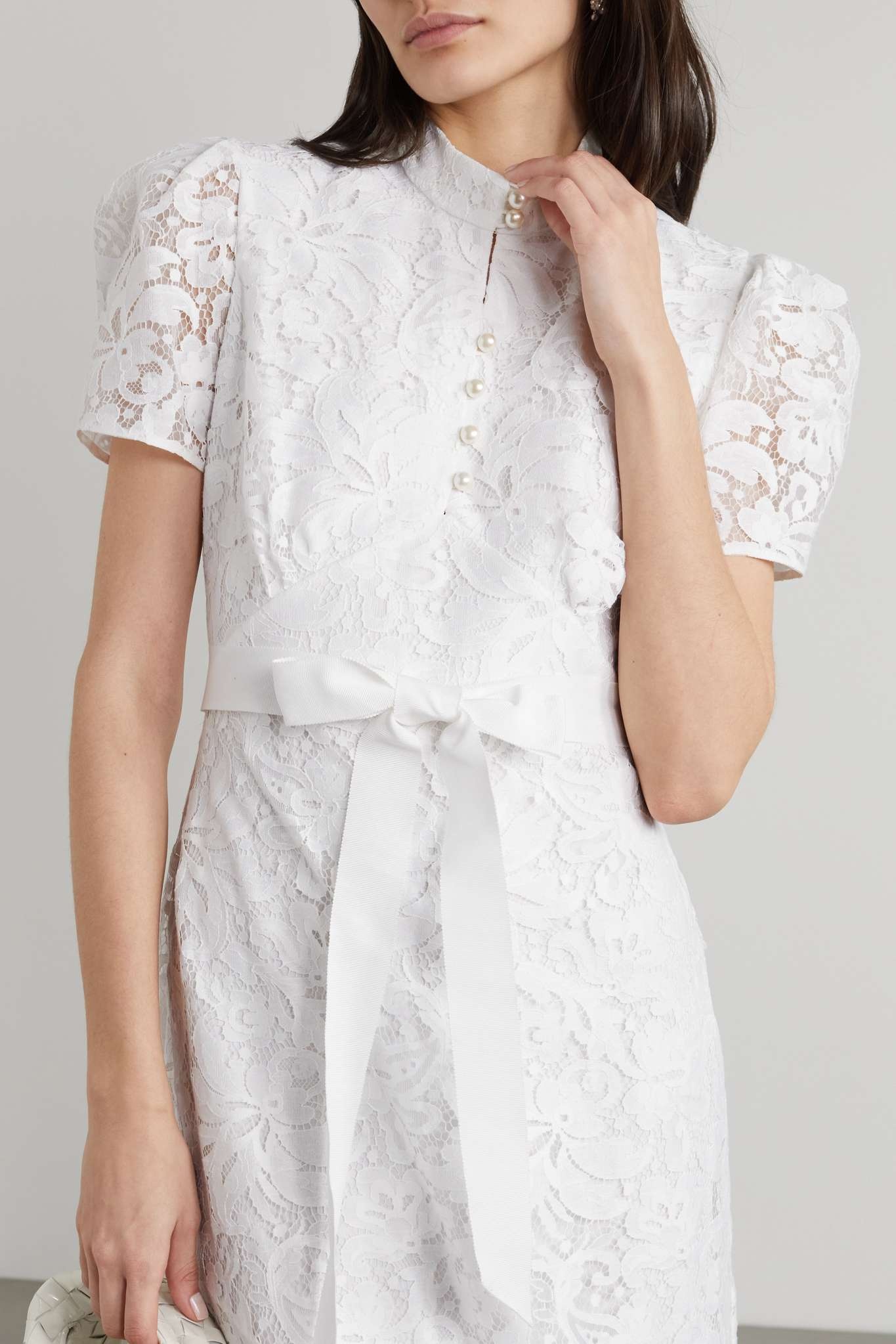 Lauren belted cotton-blend lace midi dress - 5