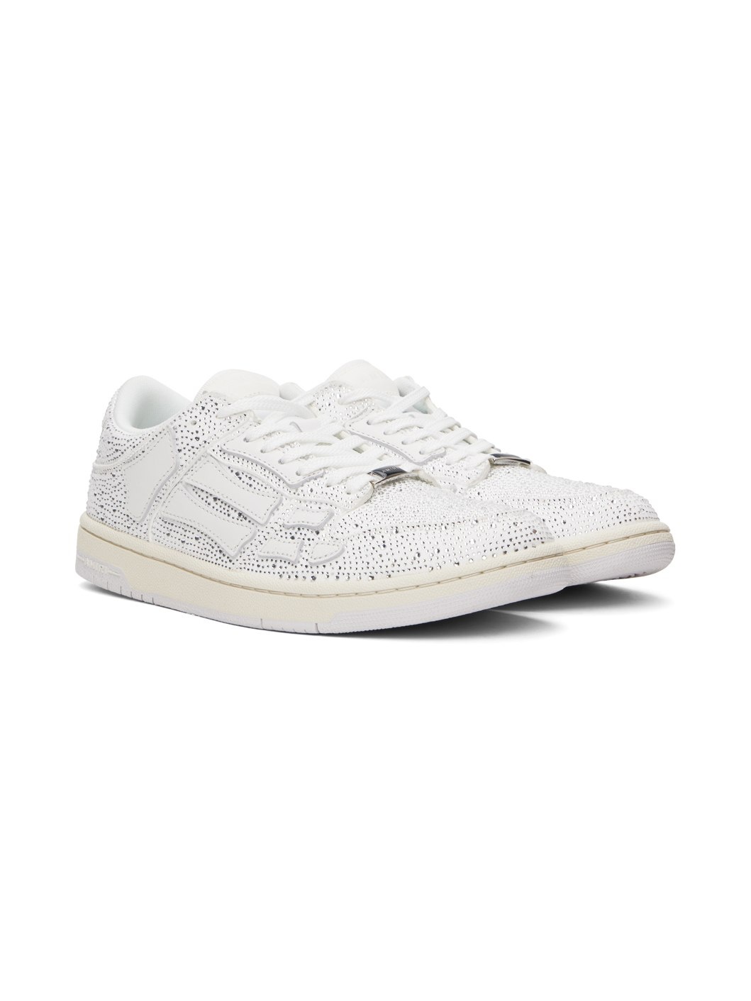 White Crystal Skel Top Low Sneakers - 4