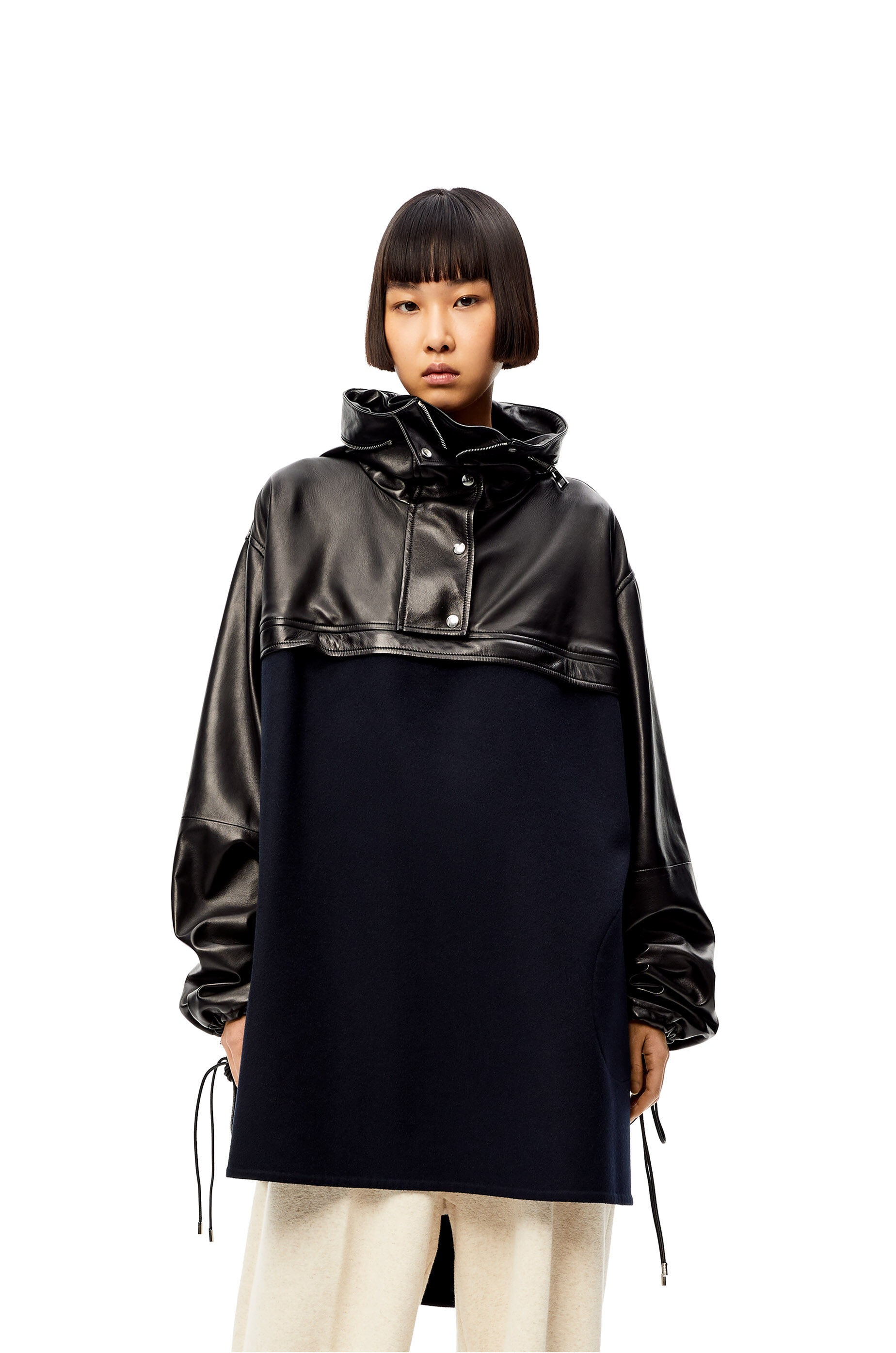 Bi-material parka in nappa and wool - 3