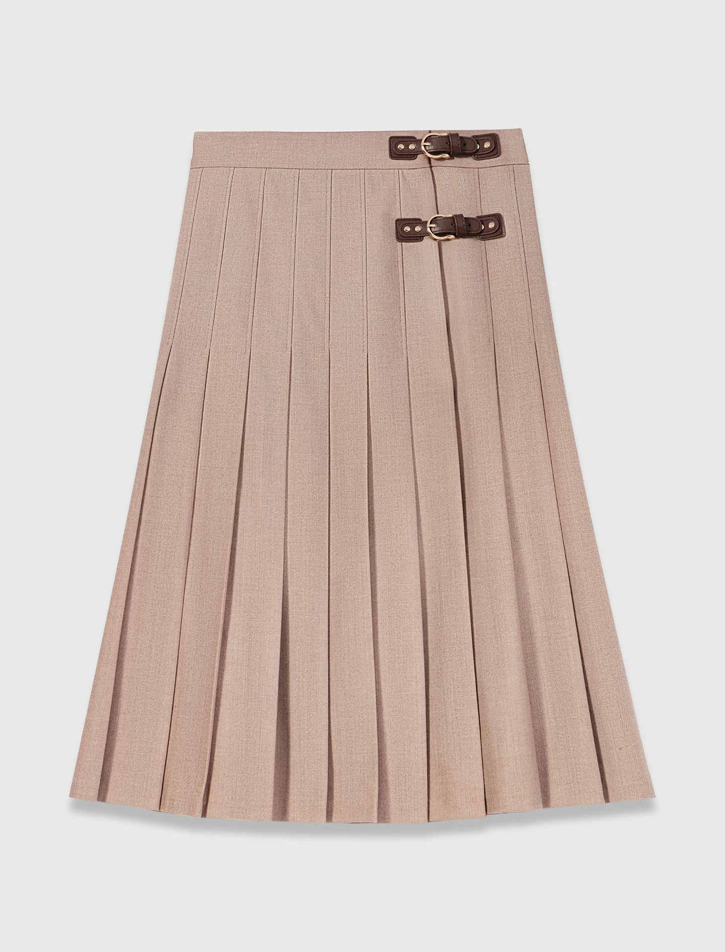 Pleated midi skirt with buckles - 1