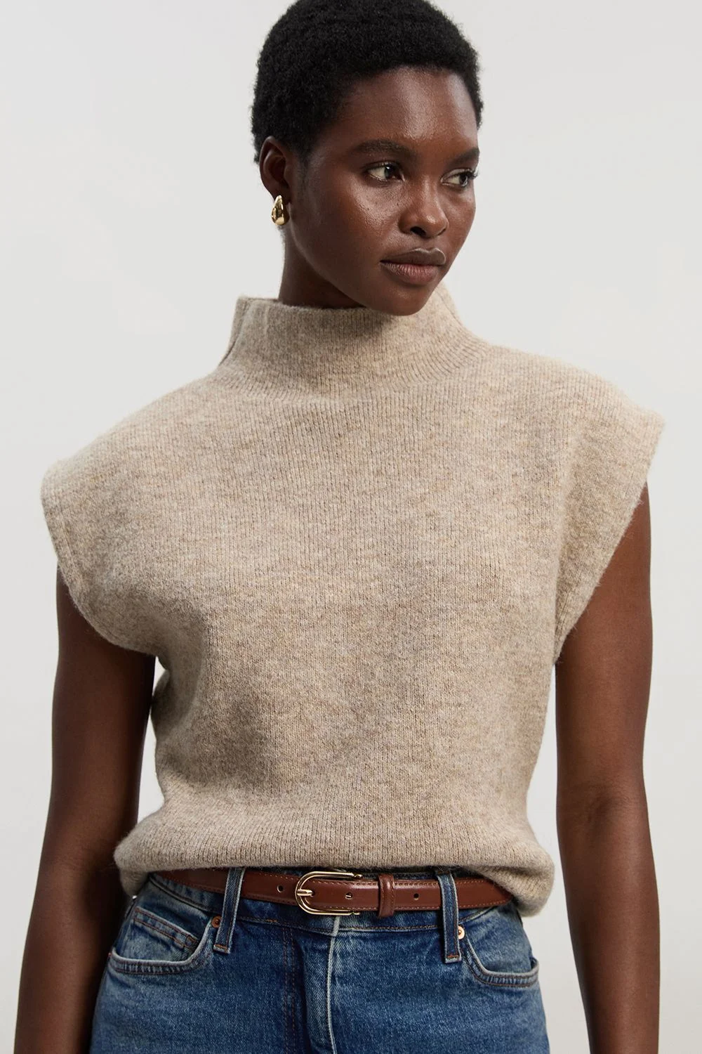 Wool Blend Cosy Knit Sleeveless Tank Top - 1