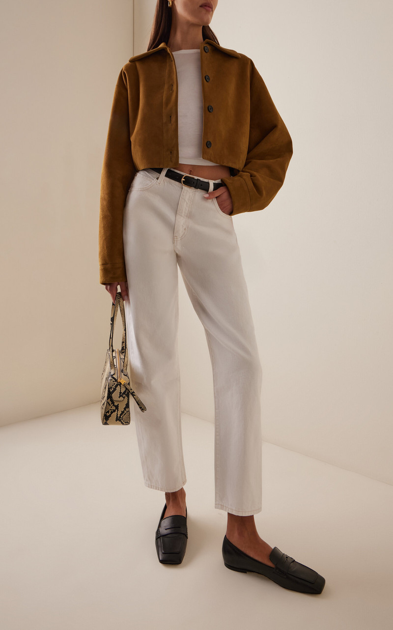 FRAME The Neat Rigid High-Rise Barrel-Leg Jeans white outlook