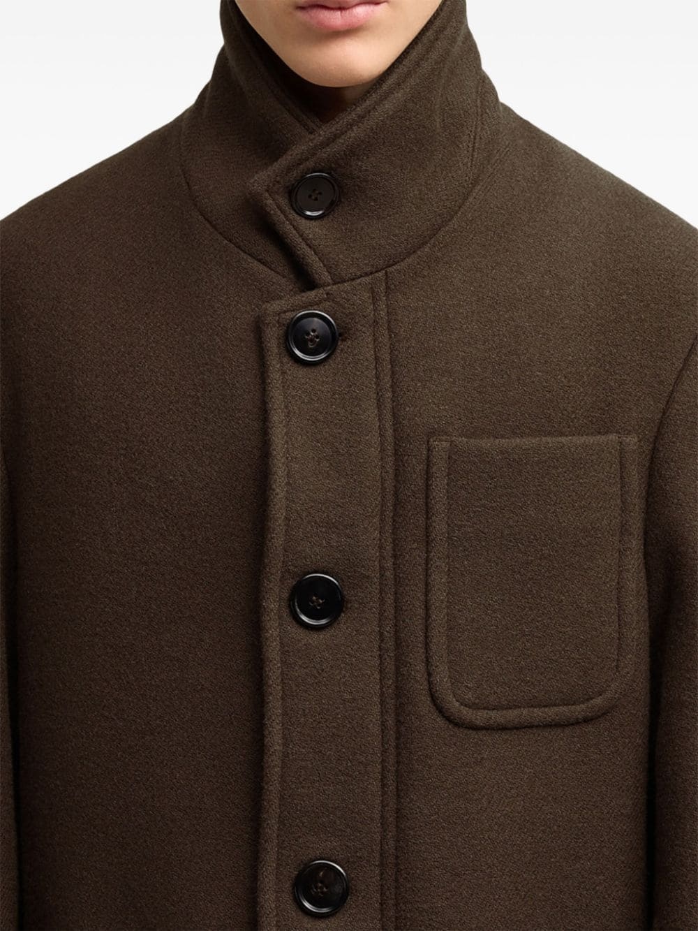 high-neck wool coat - 6