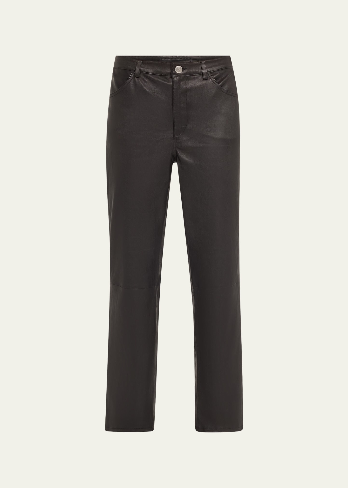 Slim Straight Leather Pants - 1