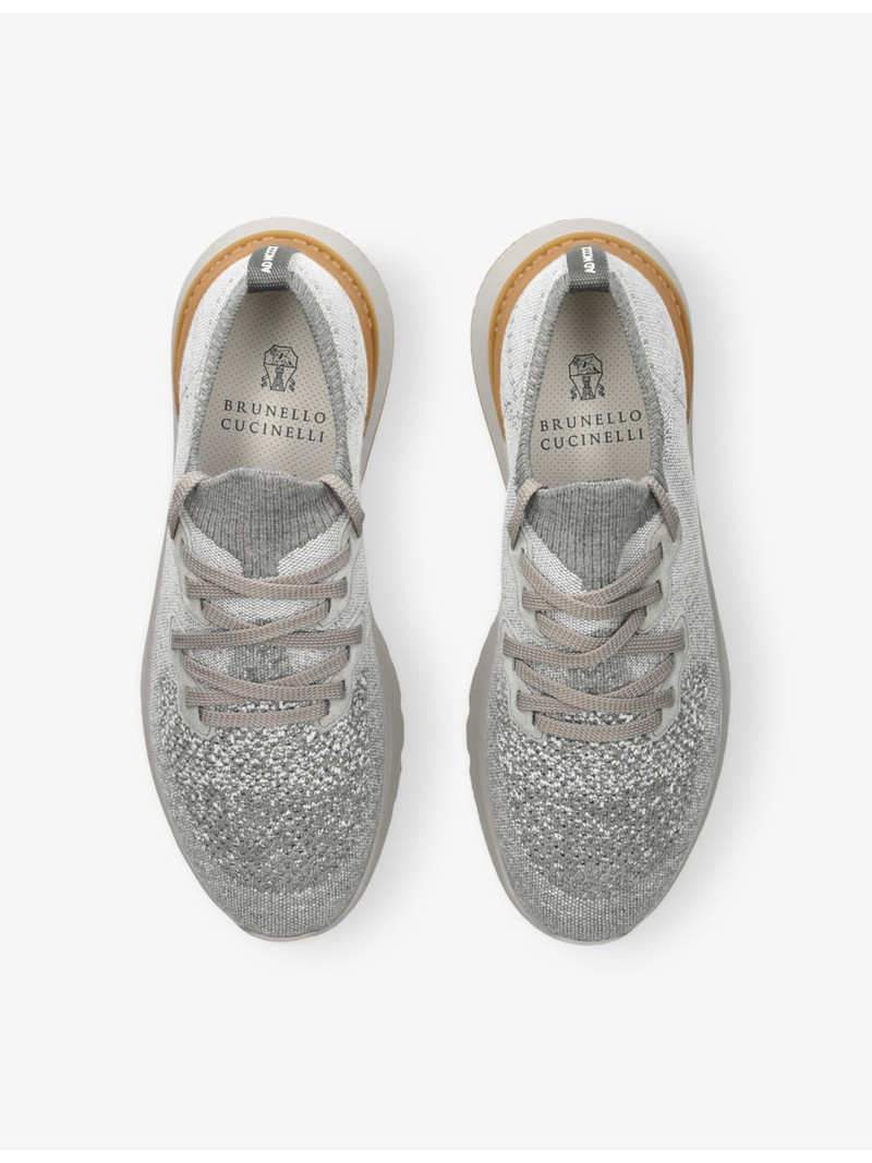 Brand-Embossed Knitted Low-Top Trainers 2