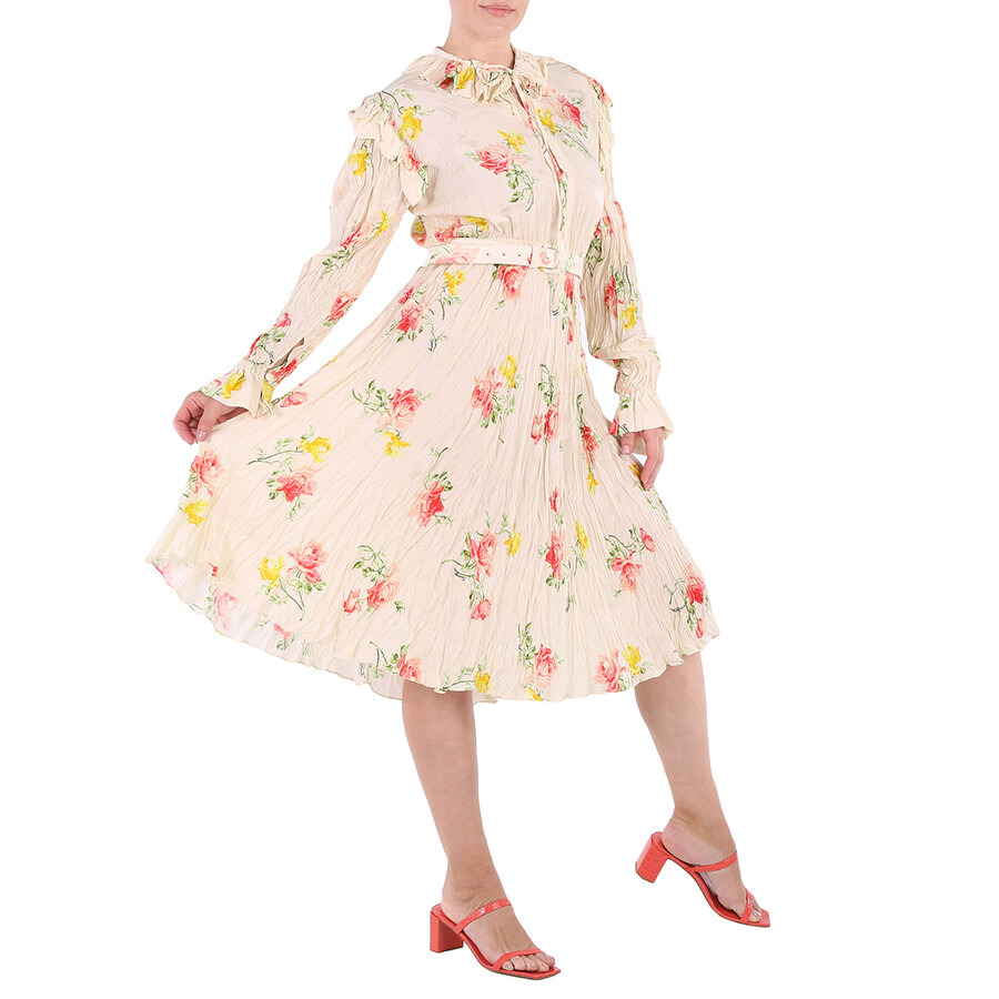 Balenciaga Ladies Vintage Flower Off-Shoulder Dress - 5