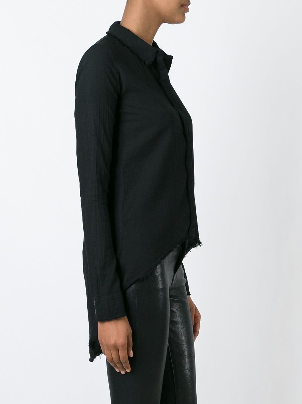 raw edge asymmetric shirt - 3