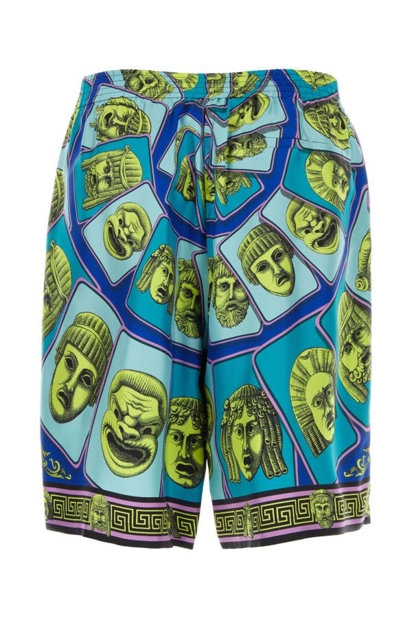 VERSACE Printed Silk Bermuda Shorts - 2